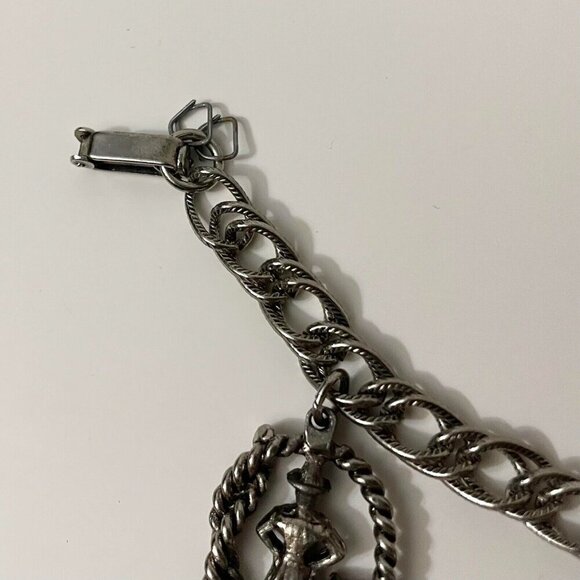 Vintage Western Faux Turquoise Charm Bracelet Cowboy Boots Horse Carriage Flaws - Picture 14 of 16